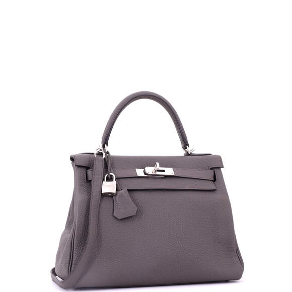 Hermes Kelly 28 Grey Clemence with Palladium Hardware - Picture 2 of 6